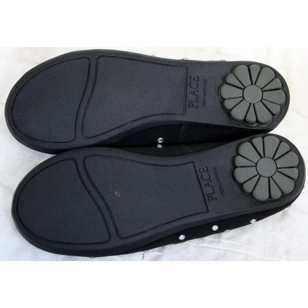 Childrens Place Stone Flat Ballet Shoe Slipper Dress Rhinestones Girl sz 6 Black